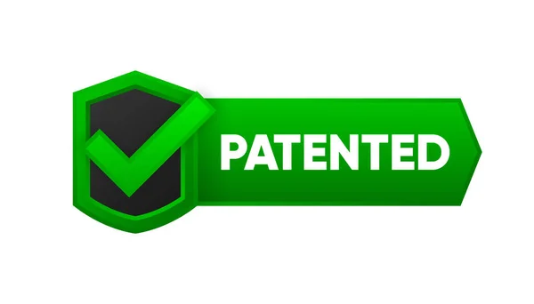 Green Patented Label White Background Patent Banner Badge Patented Licensed — Vector de stock
