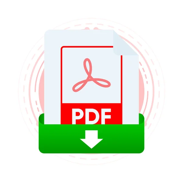 Download Pdf File Label Laptop Screen Downloading Document Concept View — Stockvector
