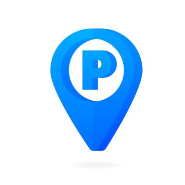 Parking blue pointer on map. Map parking pointer. Parking map point. GPS Navigator. Vector illustration