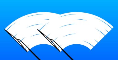 Wipers are clearing the windshield. Wiping for the windshield of a car. Clean window, wiper blades. Vector illustration