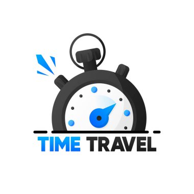 Time to Travel banner. Clock with inscription time to travel. Summer camping, hiking, trekking. Vector illustration