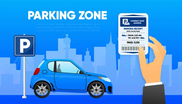 Parking Receipt Check Parking Meter Price Car Stay Entrance Exit — 스톡 벡터