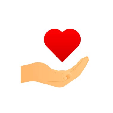 Donation with hands putting hearts into donation box. Box for donation and charity. Collecting blood for those in need. Vector illustration