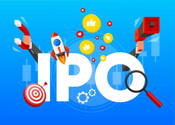 Concepto Ipo Ipo Oferta Pública Inicial Compañía Hace Pública Mercado — Vector de stock