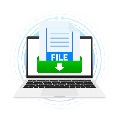 Document File Download on device screen. Document icon. Downloading files concepts. Vector illustration