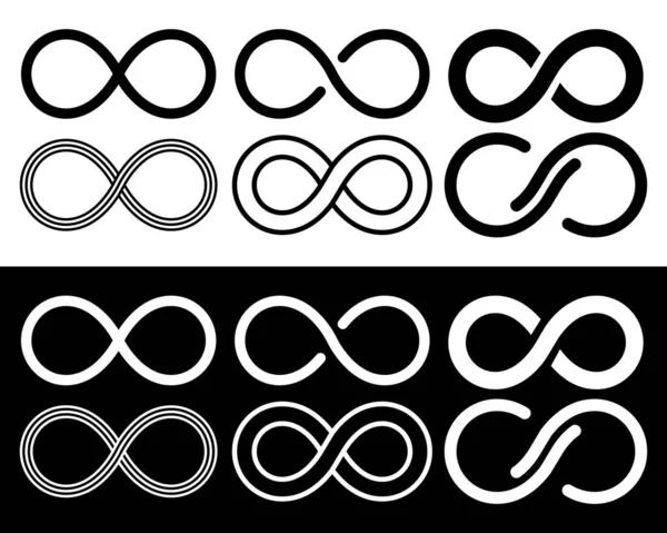 Zestaw Ikon Nieskończoności Nieograniczona Nieskończoność Nieskończona Koncepcja Kolekcja Logo Ilustracja — Wektor stockowy
