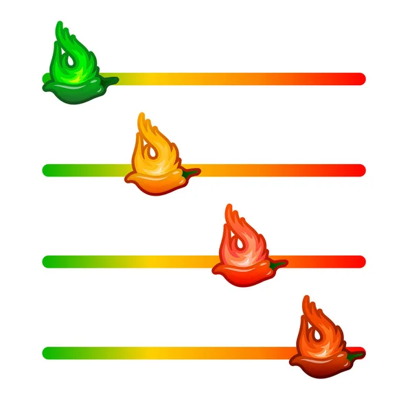 Spicy Hot Chili Pepper Label Sticker Collection Flame Rating Spicy — Image vectorielle