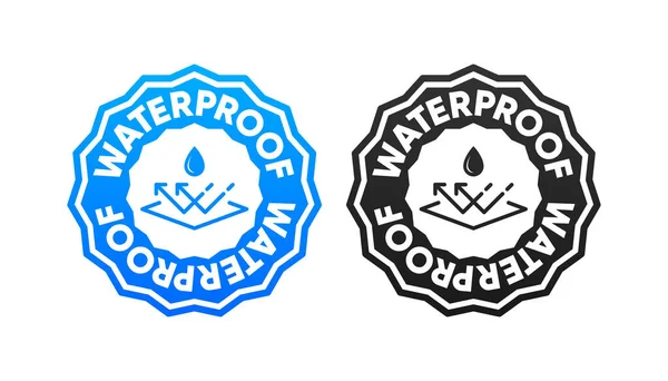 Waterproof Stamps Water Resistant Icons Package Water Drop Protection Concept — Stock Vector