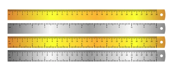 Palcová Metrická Železná Pravítka Měřicí Stupnice Centimetrů Palců Měřící Centimetrový — Stockový vektor