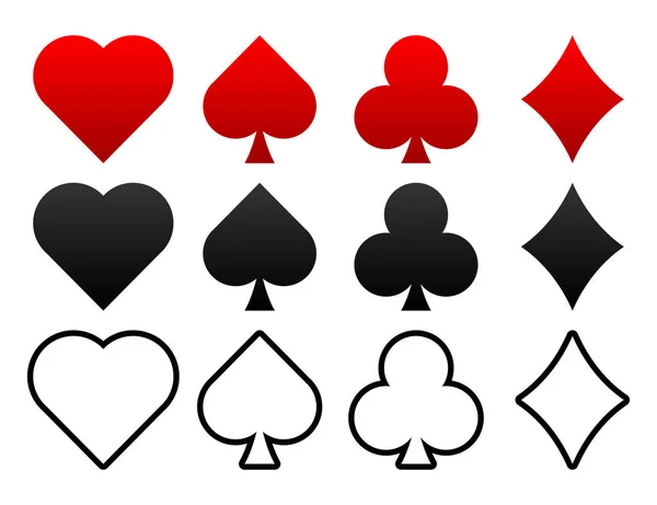 Oyun Kartlarının Takım Elbisesi Kumarhane Kavramı Poker Işaretleri Kumar Vektörü — Stok Vektör