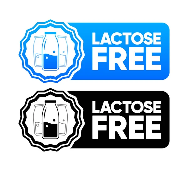 Lactose Free Icons Concept Healthy Natural Organic Food Stamps Various — Vector de stock
