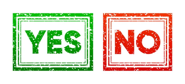 Rot Grüner Grunge Und Nein Okay Und Nein Grunge Briefmarken — Stockvektor
