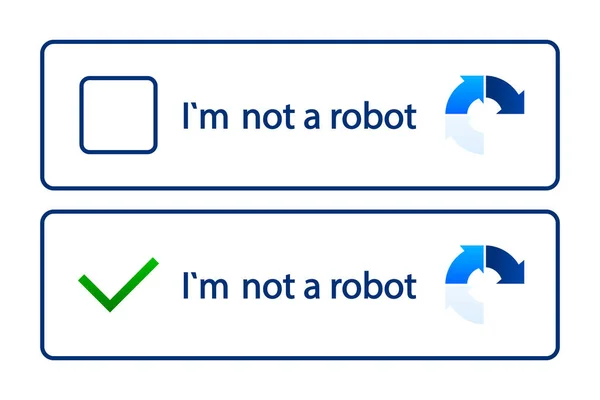 stock vector Recaptcha, Im not a robot. Confirmed recaptcha. Im not a robot button. Internet safety concept. Banner for website or application. Vector illustration