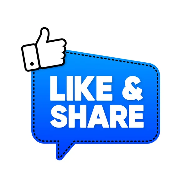 Likes Und Share Banner Die Daumen Hoch Social Media Konzept — Stockvektor