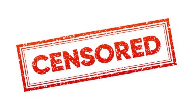 Sansürlenmiş grunge vintage kare damgası. Sansür konsepti. Sansür çıplaklığı veya yetişkin içeriği. Hassas görsel materyaller. Vektör illüstrasyonu