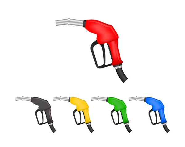 收集汽油 在白色背景上隔离的气体的燃油注射器 燃油泵模板 泵喷嘴 矢量说明 — 图库矢量图片