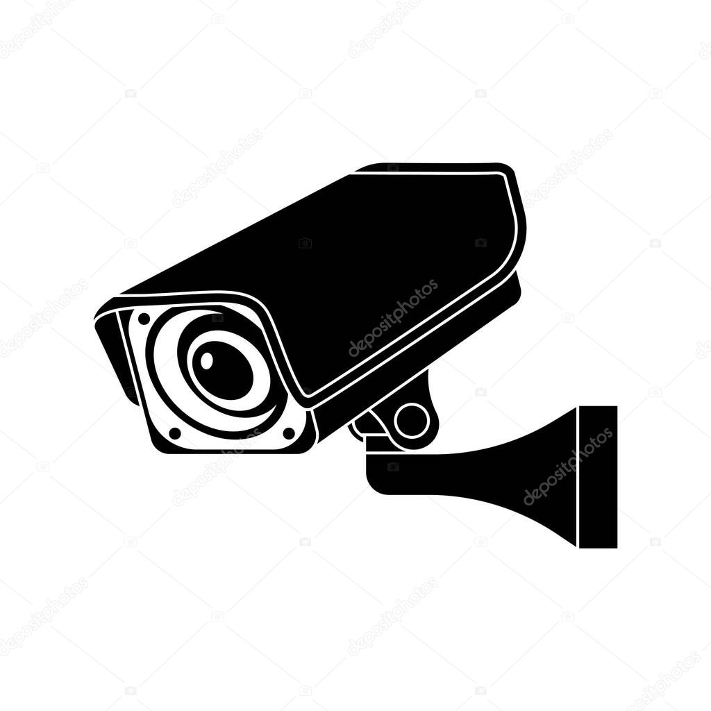Fixed CCTV. Simple video surveillance. Closed Circuit Television. Security Camera Icon. Vector illustration