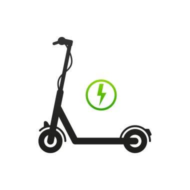 Elektrikli scooter Simgesi. Sürdürülebilir taşıma. Kentsel yaşam tarzı için ekolojik taşımacılık. Vektör illüstrasyonu
