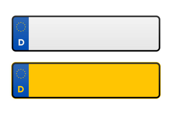 Licence plate of the Germany. Marking of car license plates. Germany Realistic car registration plate. Vector illustration