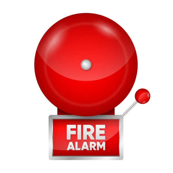 Alarme Incendie Réaliste Cloche Isolée Sur Fond Blanc Signal Urgence — Image vectorielle