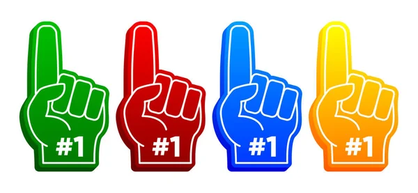Gant Ventilateur Foam Hand Finger Number One Hash Tag Sport — Image vectorielle