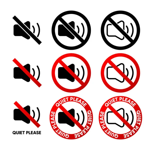 Bitte Leise Lärmverbotsschilder Werden Gesammelt Bitte Schweigen Sie Schalten Sie — Stockvektor