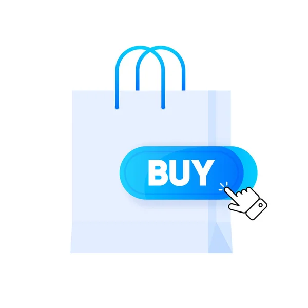 Alışveriş Çantasıyla Buy Now Düğmesine Tıklayın Sepete Ekle Nternetten Alışveriş — Stok Vektör