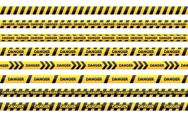 Streifen Schwarz Gelb Ein Satz Nahtloser Warnbänder Für Gefahren Abstrakte — Stockvektor