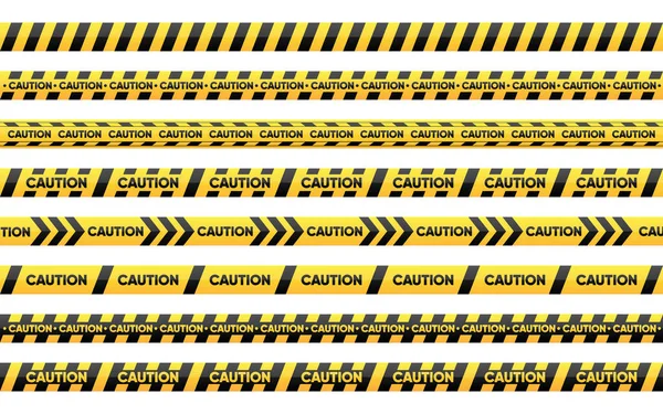 Streifen Schwarz Gelb Ein Satz Nahtloser Warnbänder Für Gefahren Abstrakte — Stockvektor