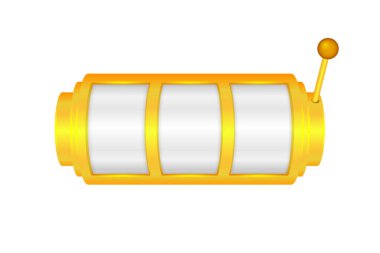 Altın piyango kumar makinesi. Kumar makinesi. 777 altın. Altın kumar ödülü. Kumarhane kavramı. Vektör illüstrasyonu