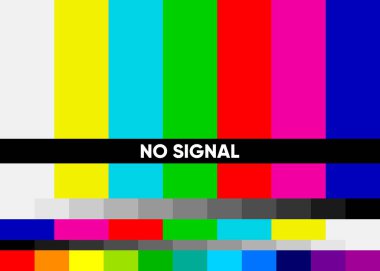 Bozuk bir TV arızası. Televizyon sinyali yok. Sinyal yok ağı. Soyut arkaplan. Vektör illüstrasyonu