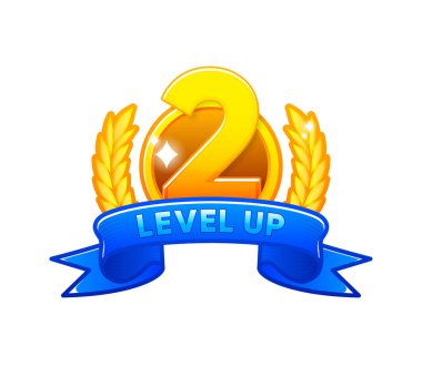 Sancak seviyesini yükseltin. Oyun etiketi. 2 boyutlu oyunlar için logo. Mobil veya web oyunlarında kullanılabilir. Çizgi film tarzı. Vektör illüstrasyonu