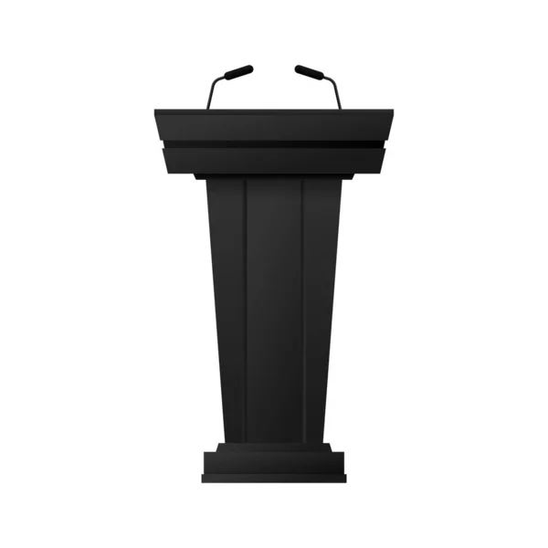 Palco Podio Dibattito Con Microfoni Isolati Uno Sfondo Bianco Presentazione — Vettoriale Stock