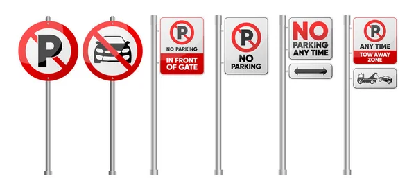 Omezená Parkovací Zóna Žádná Značka Parkoviště Žádné Parkovací Místo Šablona — Stockový vektor