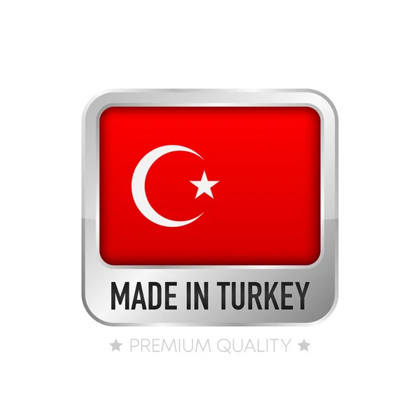 Fabriqué Turquie Étiquette Timbre Plat Isolé Fabriqué Turquie 100 Qualité — Image vectorielle