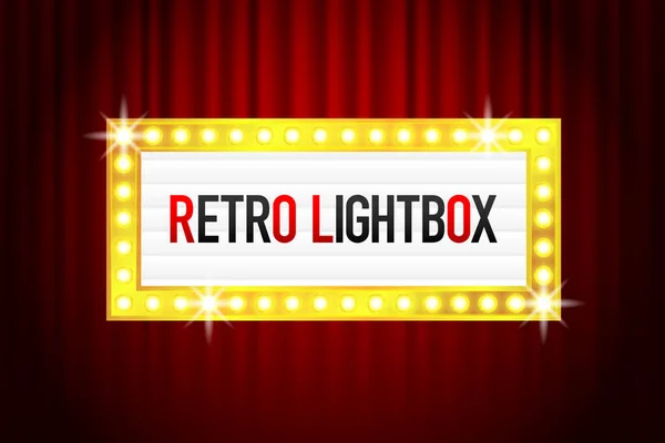 Modèle Lightbox Rétro Avec Ampoules Panneau Isolé Sur Fond Publicité — Image vectorielle
