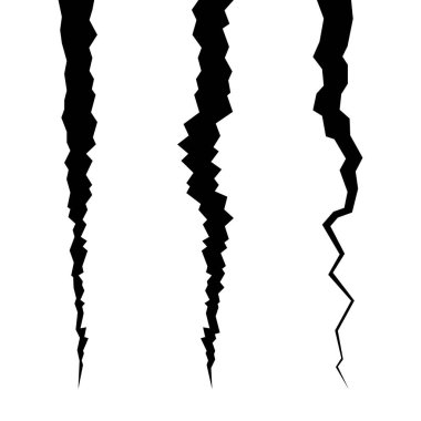 Sırt grubunda Dünya çatlağı izole edildi. Farklı yüzeylerde rastgele çatlaklar. Vektör illüstrasyonu