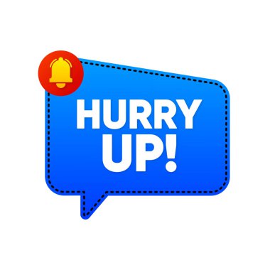 Acele et! Çan ile etiketle. Sınırlı teklif. Geri sayım. Terfi afişi. Vektör illüstrasyonu