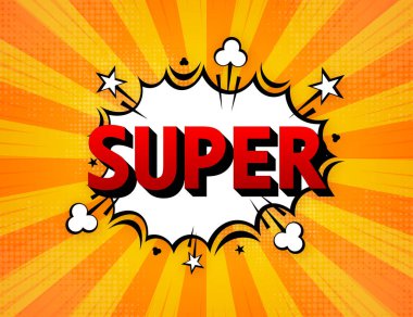 Çizgi roman Pop Art bulut baloncuğu. Komik konuşma balonu. Popüler sanat retro komedi tarzında modaya uygun bir pankart. Vektör illüstrasyonu