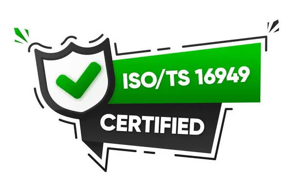 Iso 16949 Certified Badge Banner Isolated White Background Label Certification — Stock Vector