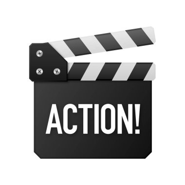 Film alkışlama tahtası. Sinema için alkış. Düz tasarım tarzı. Vektör illüstrasyonu