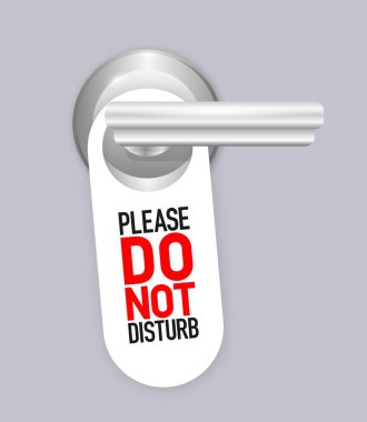 İmzalamayın. Uyarı mesajı. Otel Kapı Askısı. Bakım Servisi. Vektör illüstrasyonu