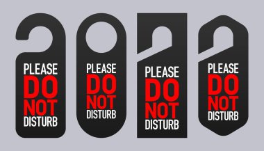 İmzalamayın. Uyarı mesajı. Otel Kapı Askısı. Bakım Servisi. Vektör illüstrasyonu