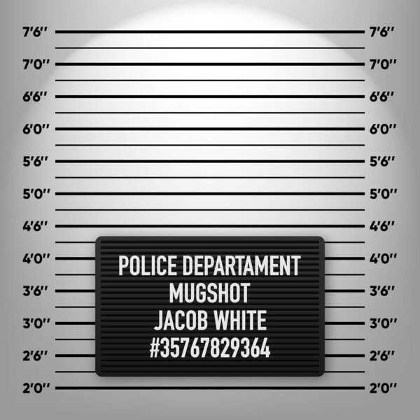 Шаблон Магшота. Полицейская доска для опознания. Стенд для преступников фото. Стена криминального роста. Векторная иллюстрация