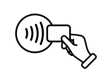 NFC Ödeme simgesi. Temassız ödeme konsepti. Temassız NFC ödemesi. Vektör illüstrasyonu