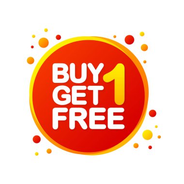 Bir alana bir bedava. Promosyon indirimi afişi. Kupon ikonu. Modern konsept tasarımı. Flama ve teklif rozeti. Vektör illüstrasyonu