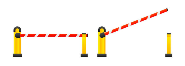 Open and Closed Car Barriers. Automatic car barrier gate. Parking payment machine with barrier. Vector illustration