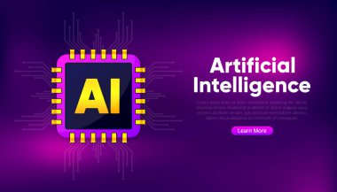 Yapay Zeka. Yapay zeka mikroçipi. Elektronik beyin. Teknoloji konsepti. Makine öğrenme konsepti. Devre kartı. Vektör illüstrasyonu