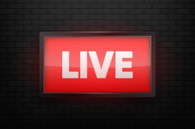 Live Streaming News, webinar, video ve müzik. Kanallar, yayınlar ve yayınlar için düğme. Vektör illüstrasyonu