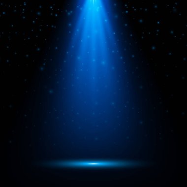 Spot ışıkları parlıyor. Lambadan ya da spot ışığından parlak bir ışık. Sahne ışıkları, sahne, sahne aydınlatma büyük, projektör ışık efektleri. Vektör illüstrasyonu